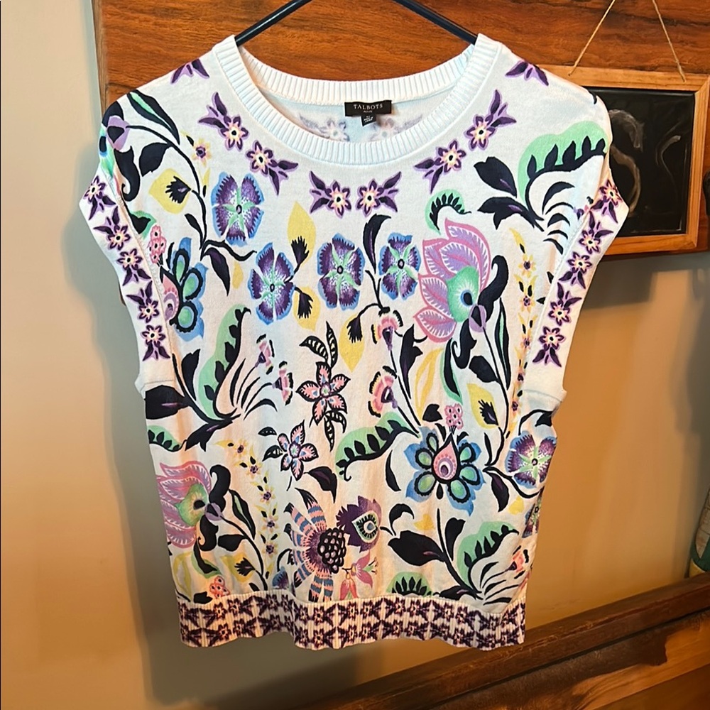 Talbots Pink and Purple Cap Sleeve Boxy Tee